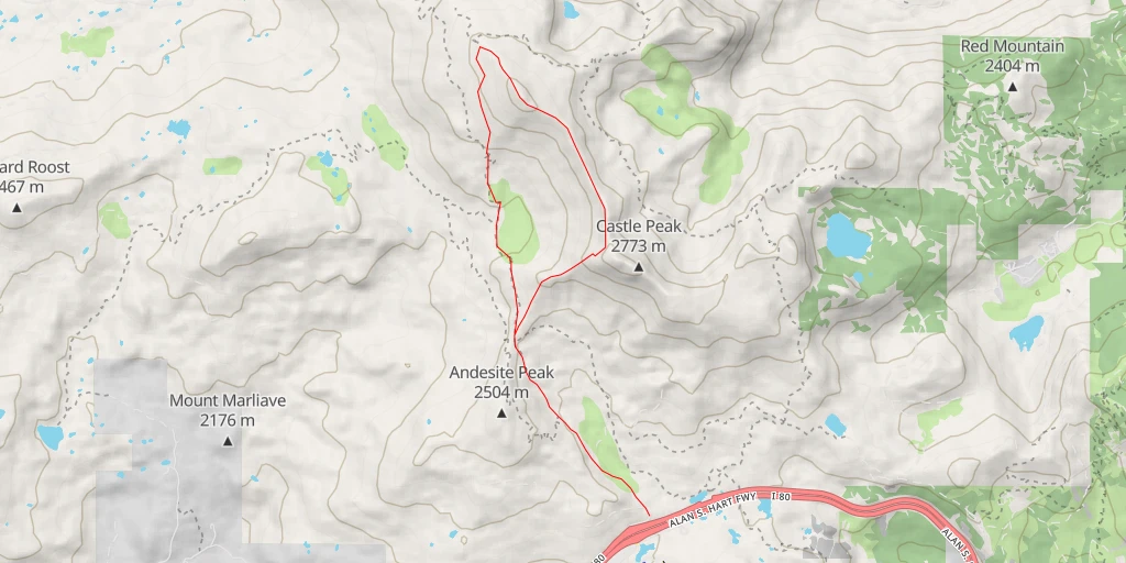 Map of the trail for Basin Peak