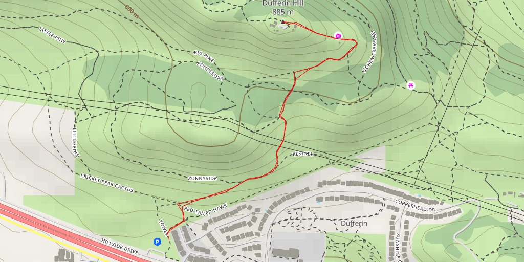 Carte de l'itinéraire :  Dufferin Hill