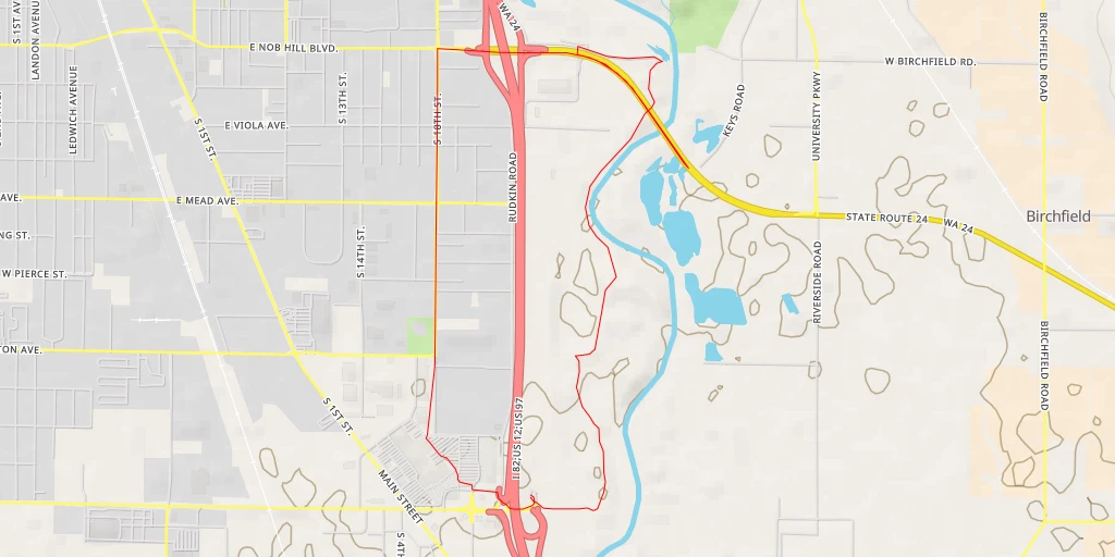 Map of the trail for State Route 24 - Yakima