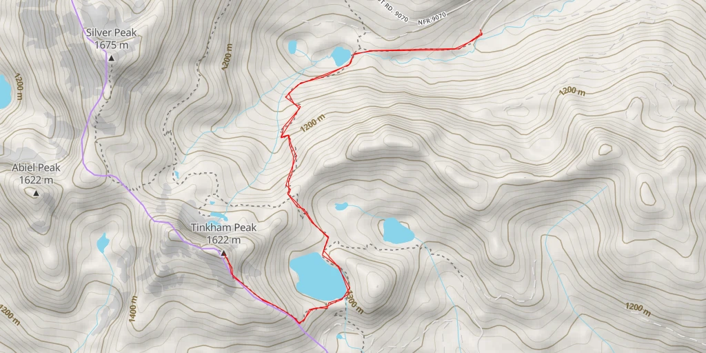 Map of the trail for Tinkham Peak