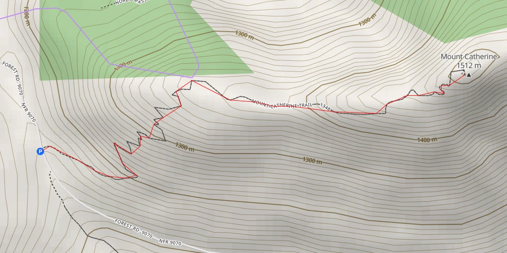 Map of the trail for Mount Catherine