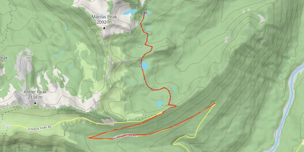 Carte de l'itinéraire :  Dick's Lake Camp - Palisades Lake Trail