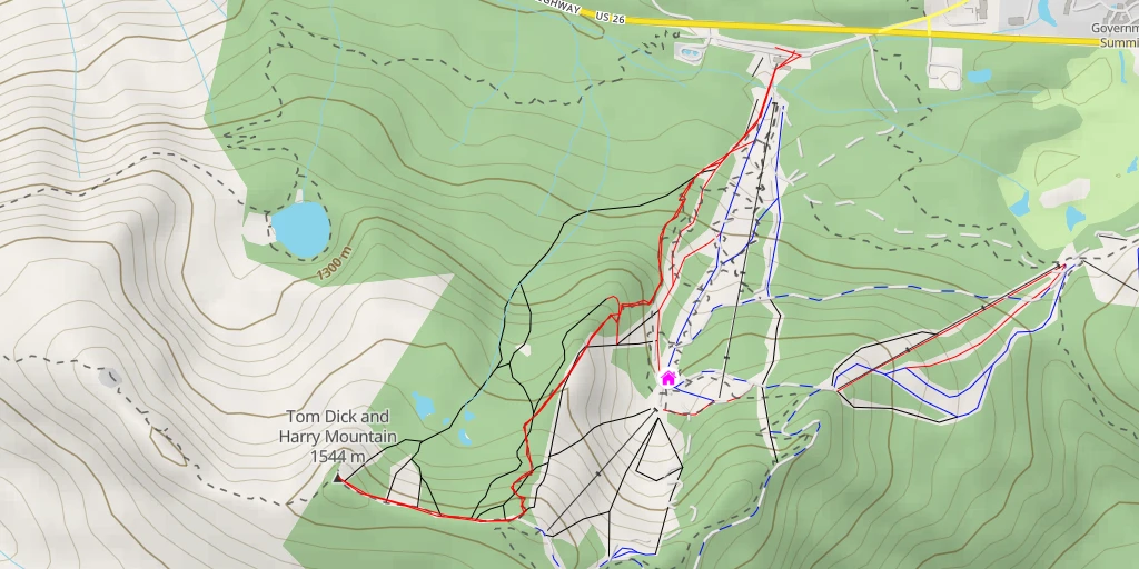 Map of the trail for Tom Dick and Harry Mountain