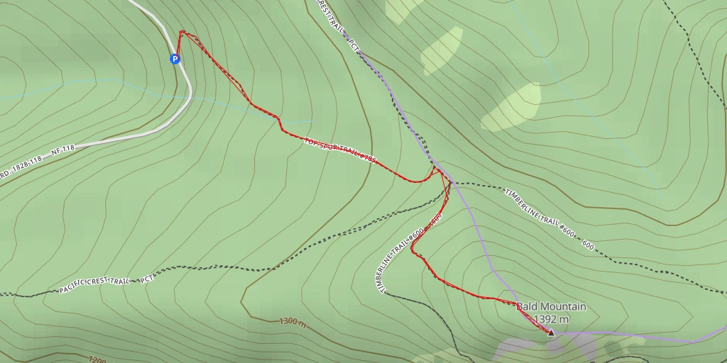 Map of the trail for Bald Mountain