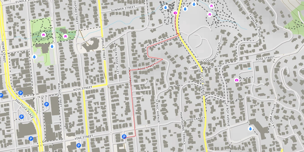 Map of the trail for AI - Berkeley Rose Garden - Berkeley