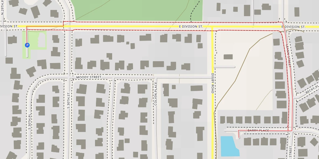 Map of the trail for Barry Place - Barry Place