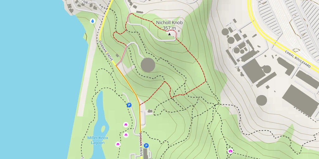 Map of the trail for Nicholl Knob