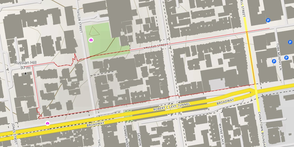 Map of the trail for Russian Hill