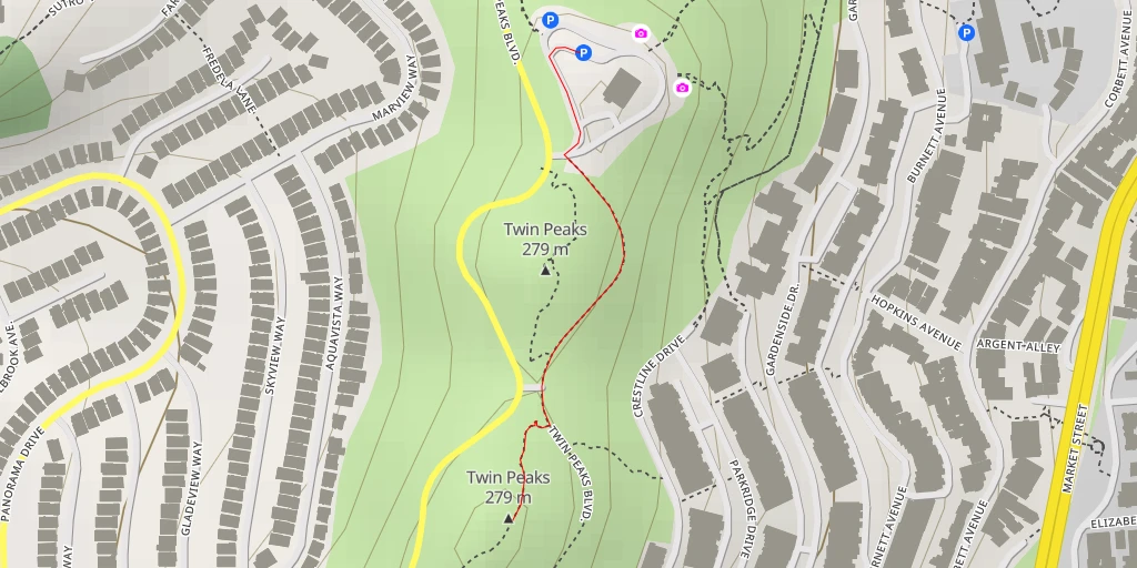 Map of the trail for Twin Peaks