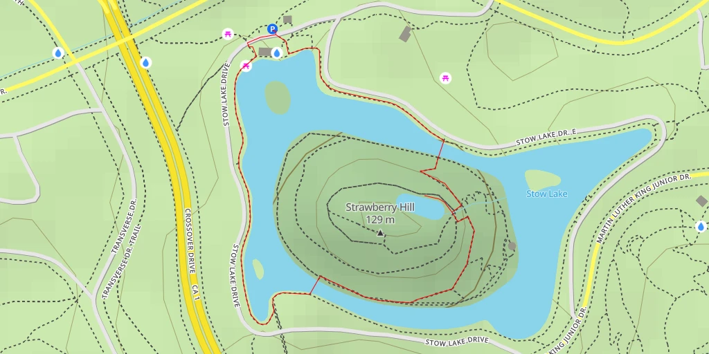 Map of the trail for Blue Heron Lake Drive East - San Francisco