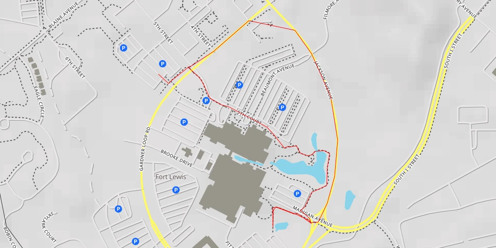 Carte de l'itinéraire :  Madigan Army Medical Center - Jackson Avenue - Tacoma