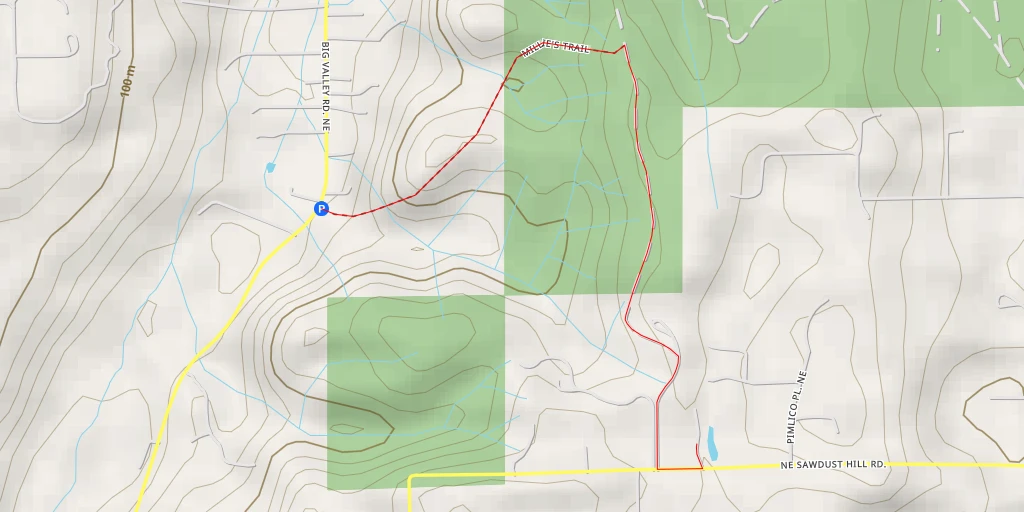 Map of the trail for Northeast Sawdust Hill Road