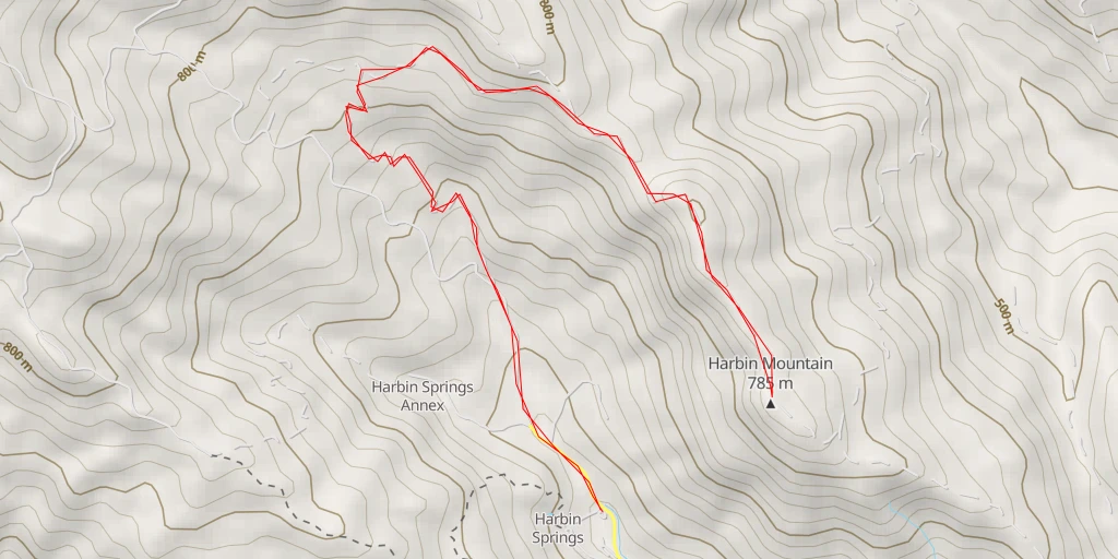 Map of the trail for Harbin Mountain