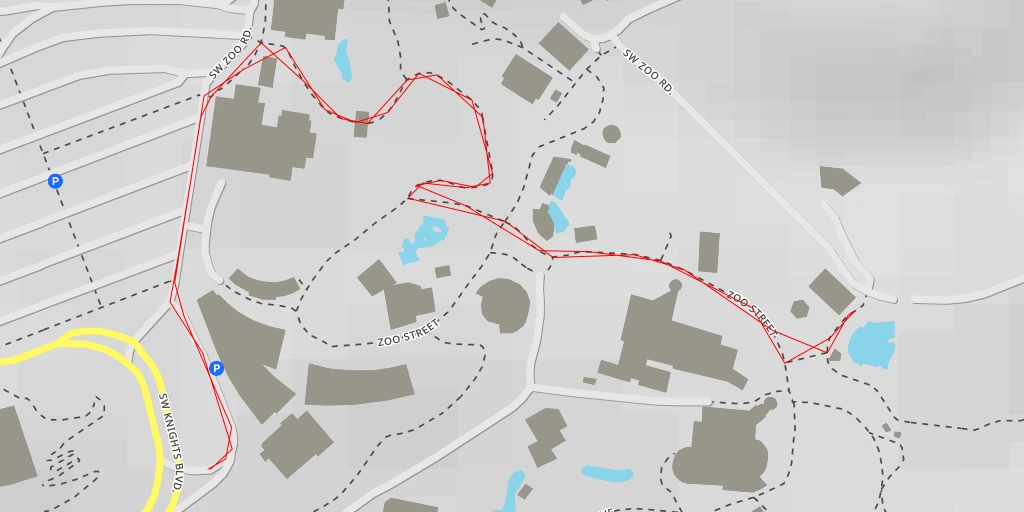 Map of the trail for Oregon Zoo - Southwest Canyon Road - Portland