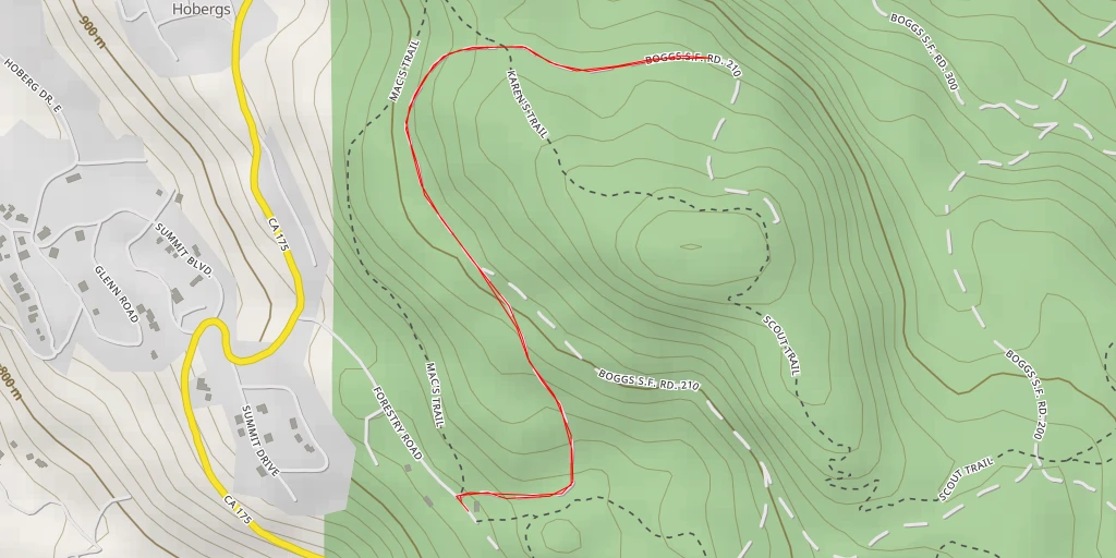 Map of the trail for AI - Boggs S.F. Road 210 - Cobb