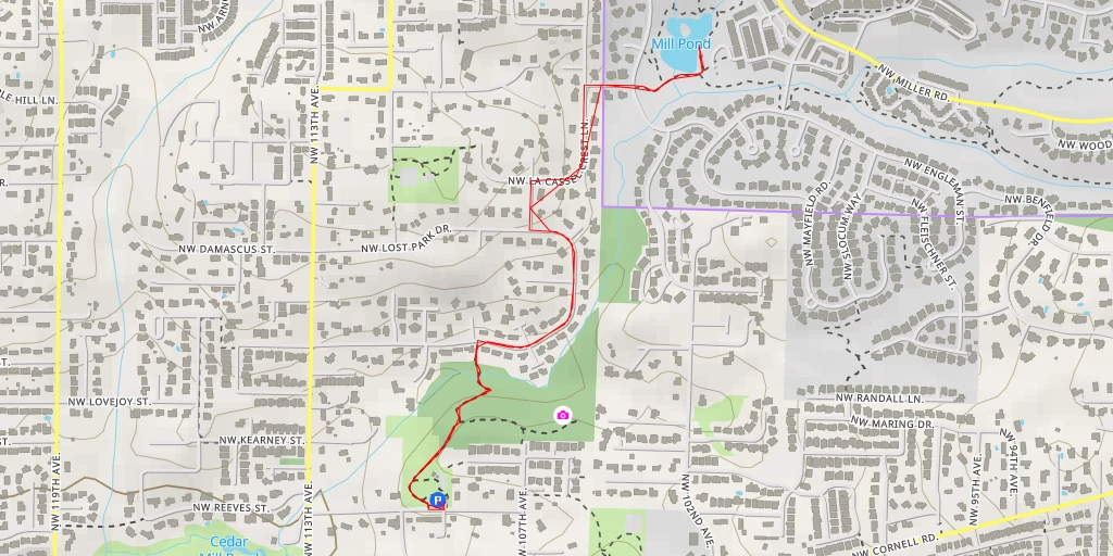 Map of the trail for Mill Pond