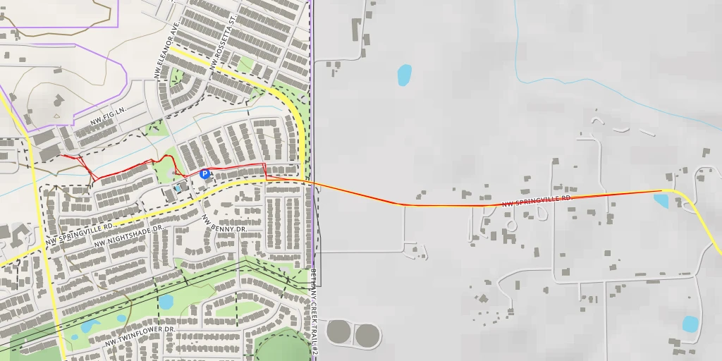 Map of the trail for Northwest Springville Road - Portland