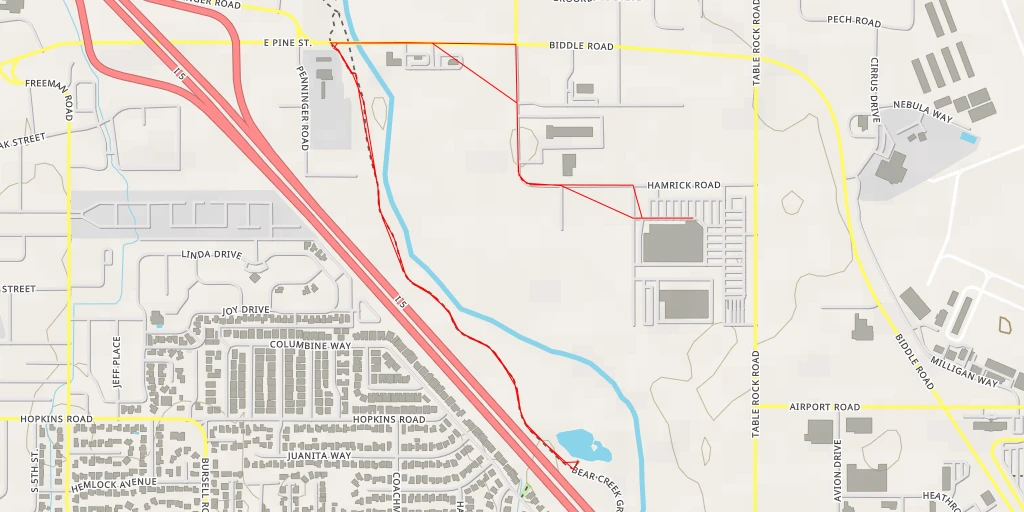 Map of the trail for Bear Creek Greenway