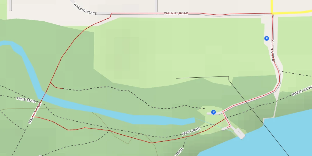 Carte de l'itinéraire :  Eastgate Woodlands/Whilamut Natural Area - Aspen Street - Springfield