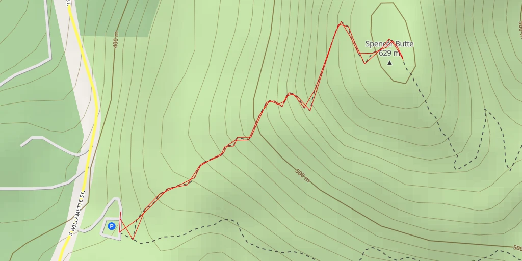 Map of the trail for Spencer Butte