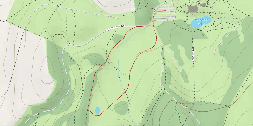 Map of the trail for 'old' West Park Drive