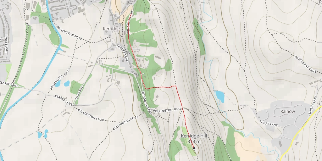 Map of the trail for Kerridge Hill