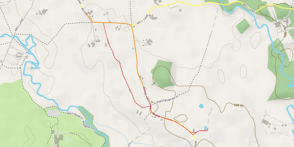 Map of the trail for Bonis Hall Lane - Bonis Hall Lane