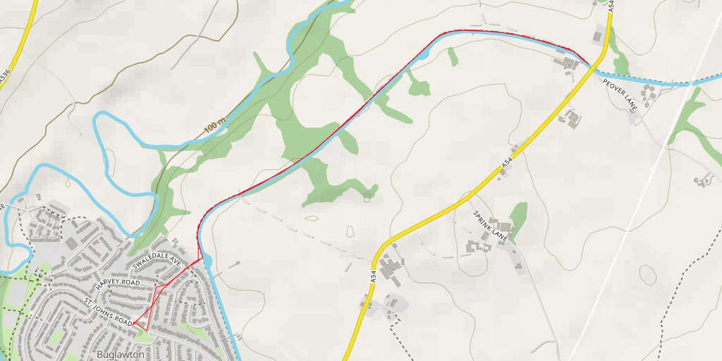 Carte de l'itinéraire :  Buxton Road - Buxton Road