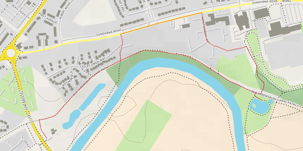 Map of the trail for Old Shrewsbury Canal Countryside Site - Sandhurst Meadows