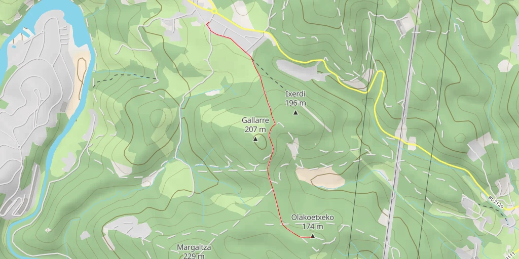 Map of the trail for Olakoetxeko