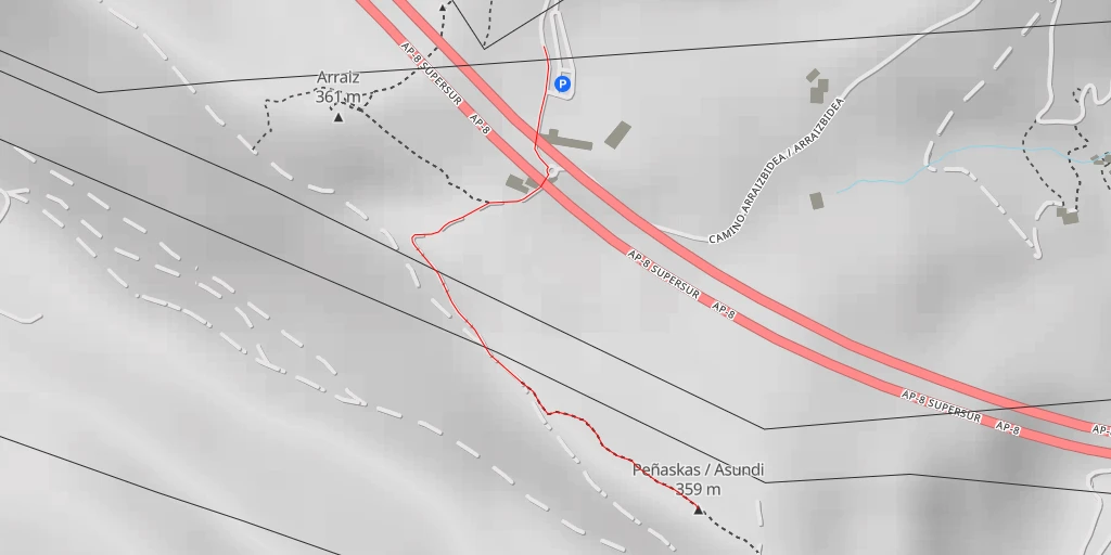 Map of the trail for Peñaskas / Asundi