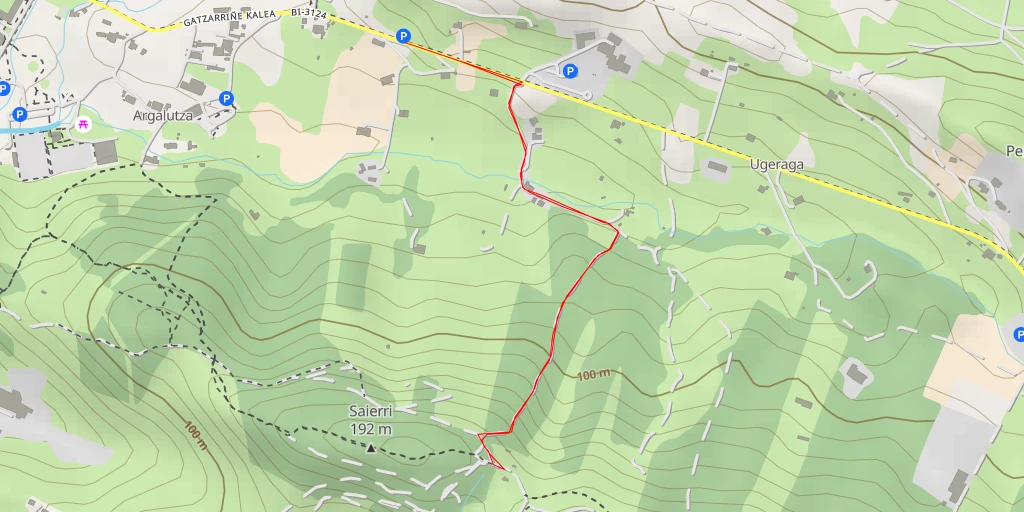 Map of the trail for Túmulo Saierri - Eguzkitza bidea