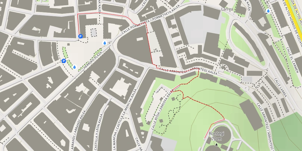 Map of the trail for Rontegi