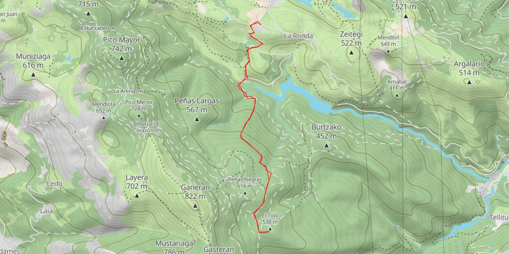 Carte de l'itinéraire :  El Tojo