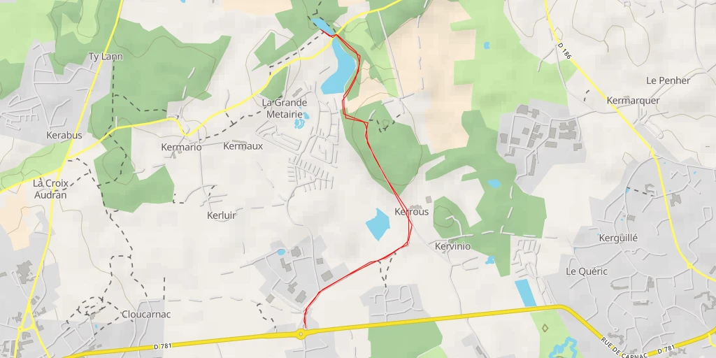 Carte de l'itinéraire :  Alignement de Kermario - Route de Kerlescan