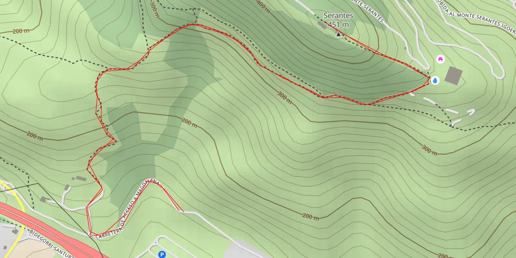 Map of the trail for Seranteseko behatokia