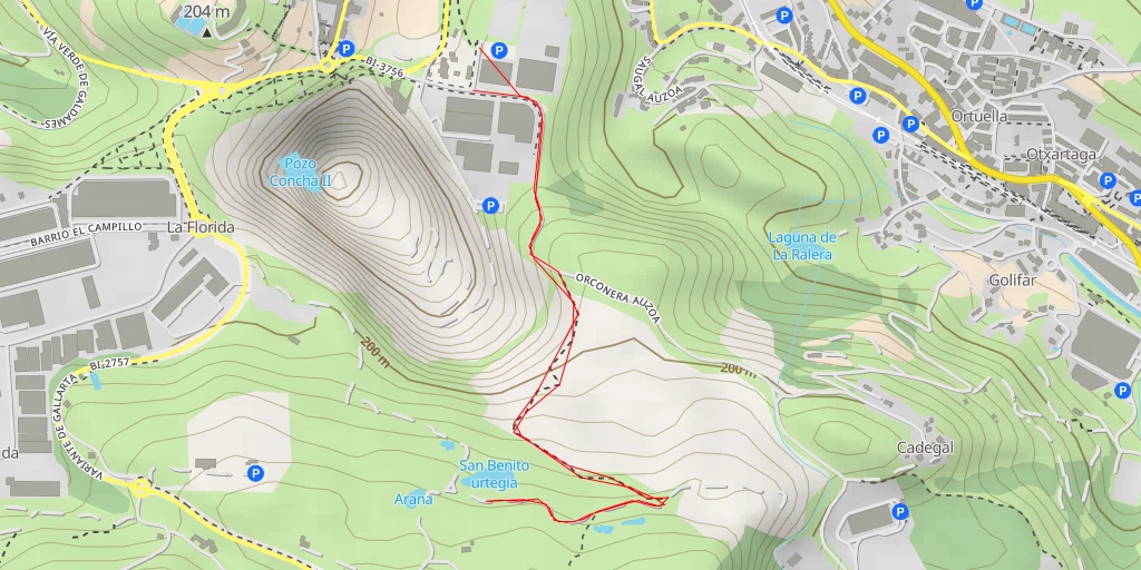 Map of the trail for San Benito urtegia