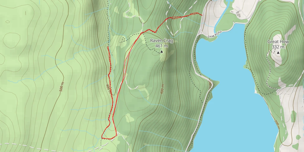 Map of the trail for Dam Road