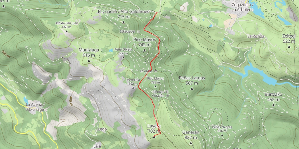 Carte de l'itinéraire :  Layera