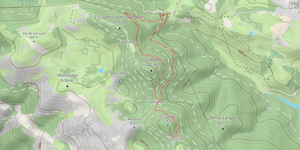 Carte de l'itinéraire :  Pico Menor