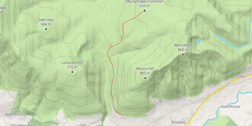 Map of the trail for Mungrisdale Common