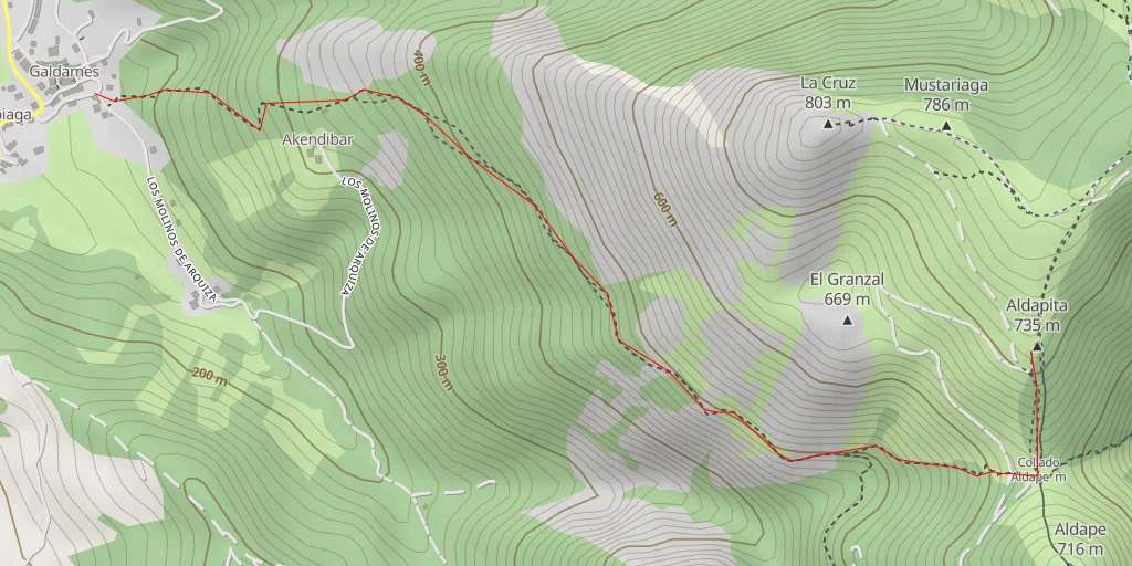 Map of the trail for Aldapita