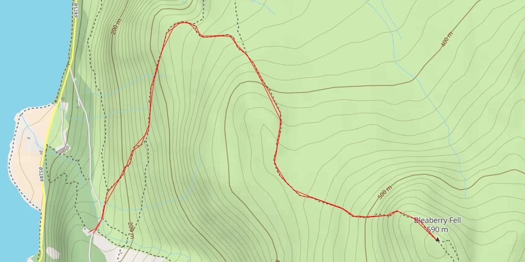 Map of the trail for Bleaberry Fell