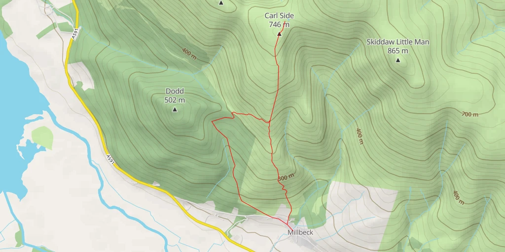 Map of the trail for Carlside Tarn