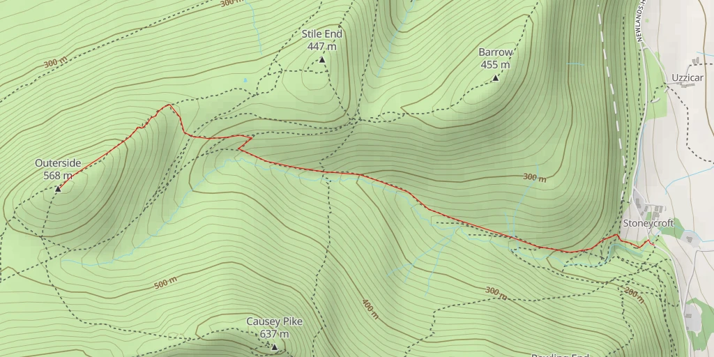 Map of the trail for Outerside