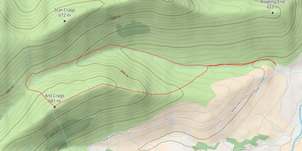 Map of the trail for Ard Crags