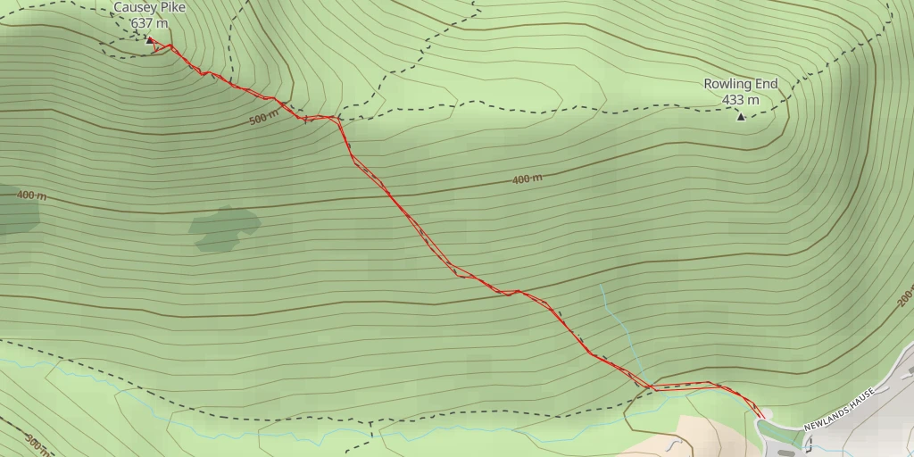 Map of the trail for Causey Pike