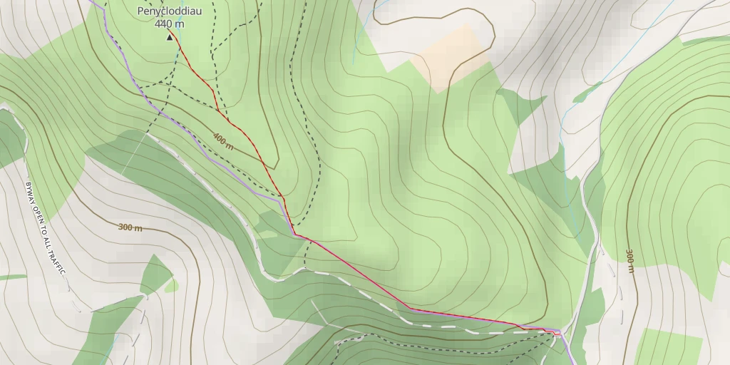 Carte de l'itinéraire :  Penycloddiau Hill Fort - Byway Open to All Traffic - St Asaph