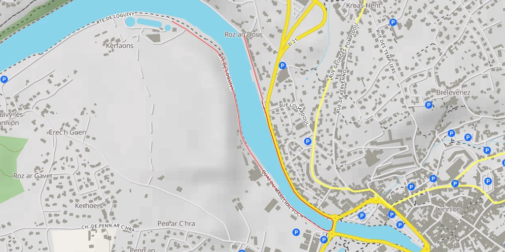 Carte de l'itinéraire :  Route de Loguivy