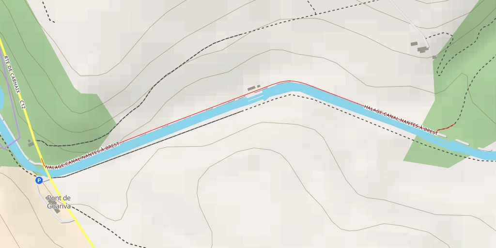 Carte de l'itinéraire :  Chemin de Halage du Canal de Nantes à Brest - Chemin de Halage du Canal de Nantes à Brest